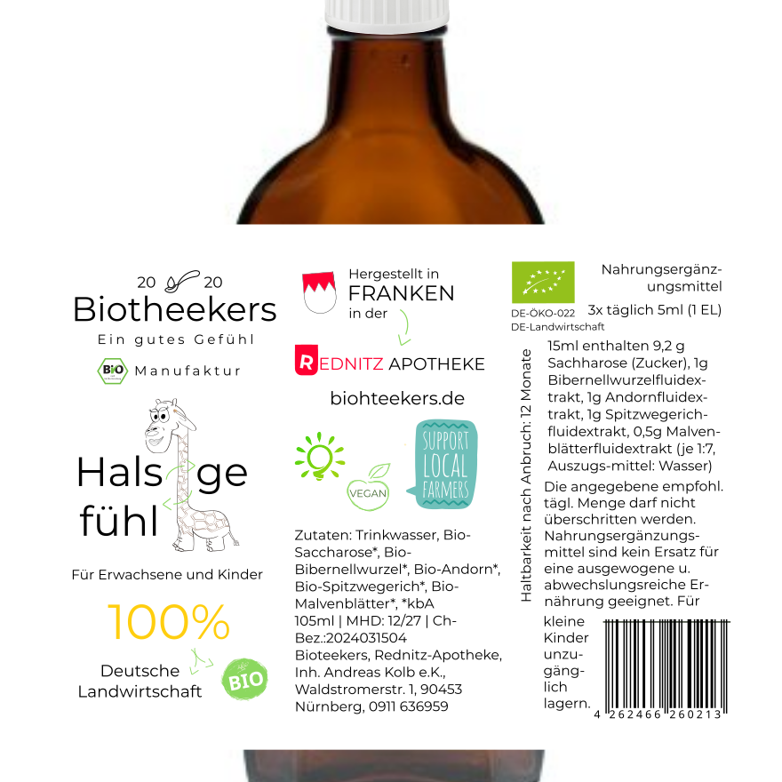 Fürs Halsgefühl Sirup Biotheekers