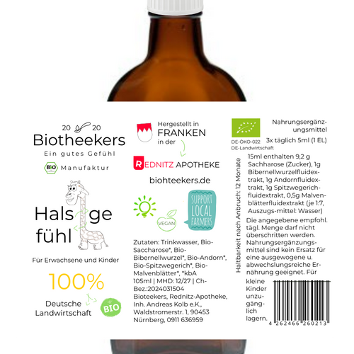 Fürs Halsgefühl Sirup Biotheekers
